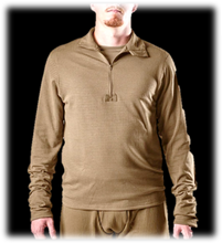 ECWCS Level 2 Grid Fleece Base Layer Top in Coyote Brown - Front View
