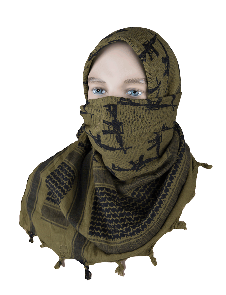 STAR Pattern Desert Sand Tan Black Military Shemagh Head Scarf